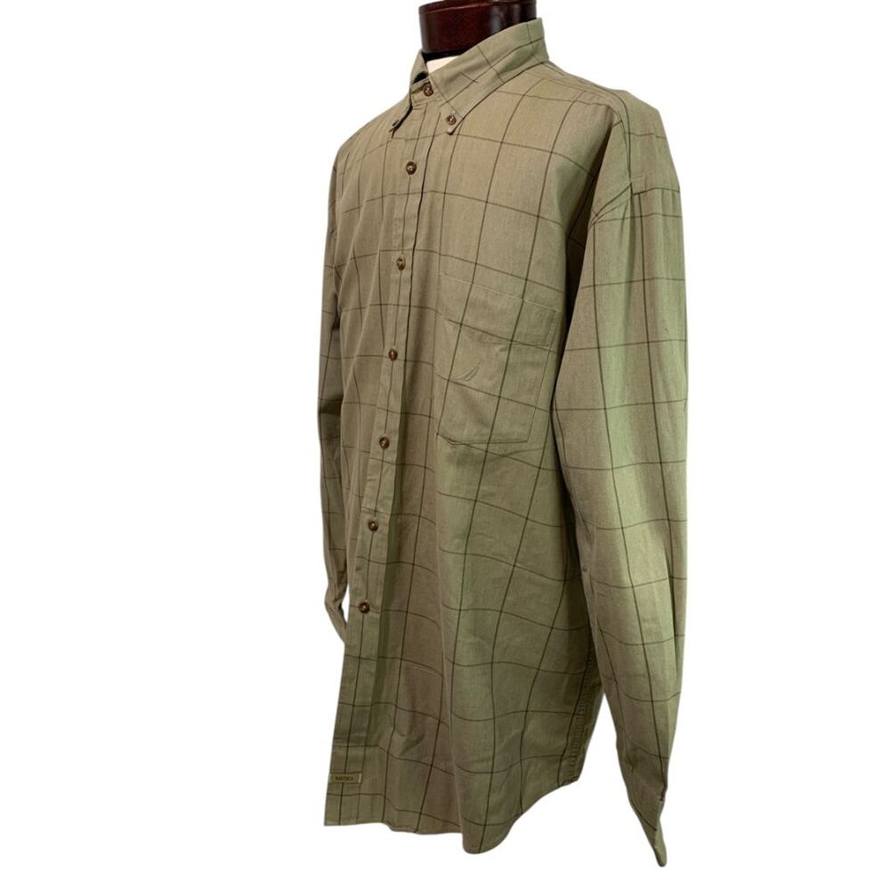 Size XL Nautica Mens Button Down Brown Dress Shirt Heavy Cotton